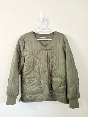 HUME Quilted Chore Jacket Olive Green Womens M lined Spring Gorpcore Outdoor